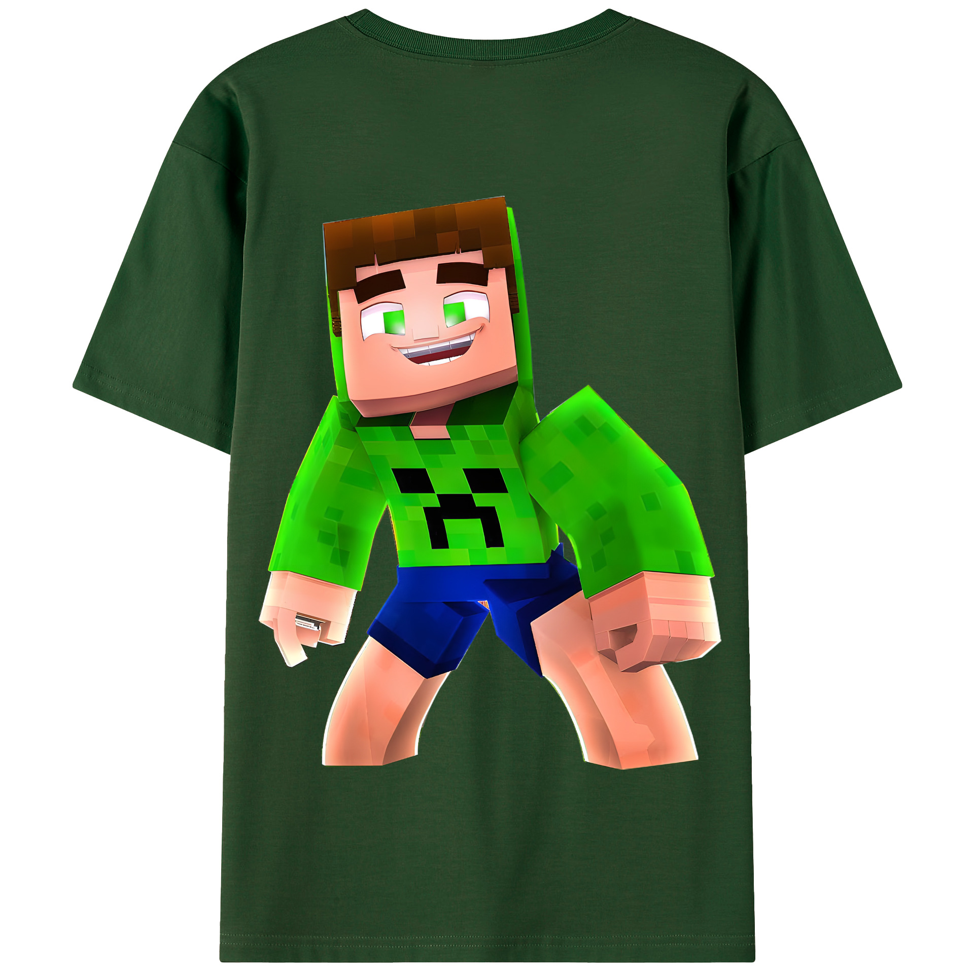 （画像用） マインクラフト ブロックの世界 Minecraft MC Block world 綿100％半袖Tシャツ（背面プリント）